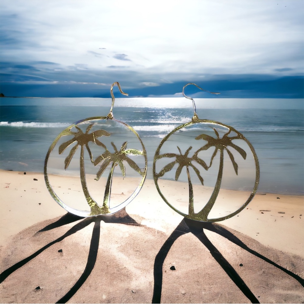 Palm Tree / Coconut Tree Earrings - Picture 1 of 12